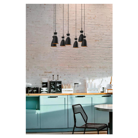 RETRO 7L závěsné svítidlo, černá a měď - FARO