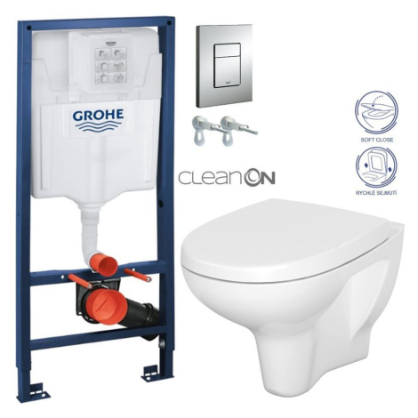 Rapid SL pro závěsné WC 38528SET s chromovou deskou + WC CERSANIT ARTECO CLEANON + SEDÁTKO 38772