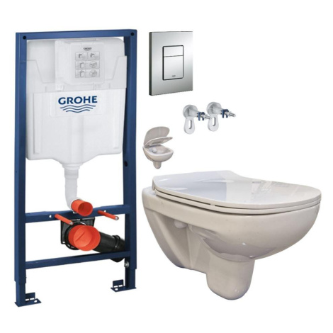 Rapid SL pro závěsné WC 38528SET s chromovou deskou + WC bez oplachového kruhu Edge + SEDÁTKO 38