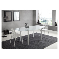 Estila Moderní oválný rozkládací jídelní stůl Loanne ze skla v lesklé bílé barvě 120(180)cm