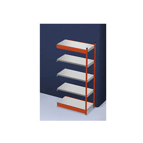 hofe Stabilní zásuvný regál, jednostranný, výška regálu 2000 mm, oranžový / pozinkovaný, šířka p