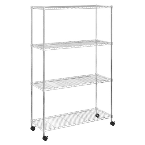 vidaXL 4patrový úložný regál na kolečkách 90x35x142 cm chrom 200 kg