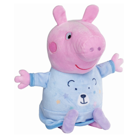 Peppa Pig 2v1 plyšový usínač hrající + světle, modrý, 25 cm Simba