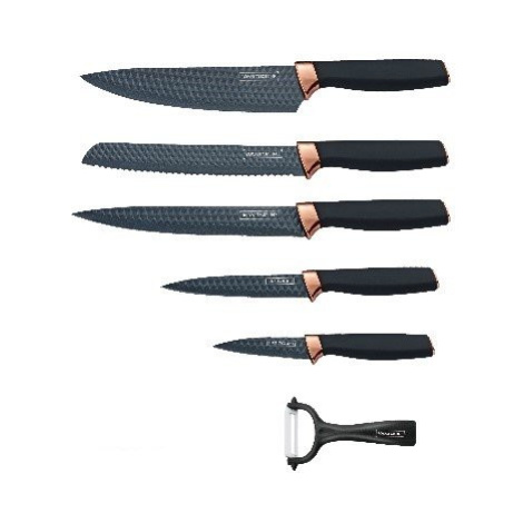 5dílná sada kuchyňských nožů s nepřilnavým povrchem a se škrabkou Royalty Line RL-DC5B / černá/m