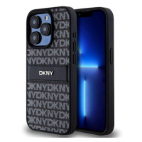 DKNY PU Leather Repeat Pattern Tonal Stripe Zadní Kryt pro iPhone 14 Pro Max Black