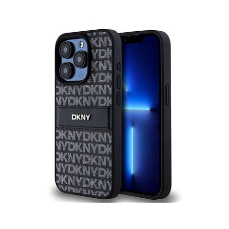 DKNY PU Leather Repeat Pattern Tonal Stripe Zadní Kryt pro iPhone 14 Pro Max Black