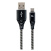 GEMBIRD Kabel USB 2.0 AM na Type-C kabel (AM/CM), 2m, opletený, černo-bílý, blister, PREMIUM QUA