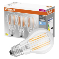 3PAK LED žárovka LED E27 A60 CL 7,5W = 75W 1055lm 4000K Neutrální 300° Filament OSRAM BASE