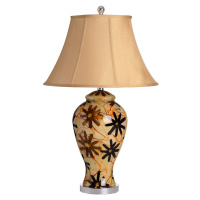Estila Žlutá stolní keramická lampa FIORE 77cm s květovým vzorem