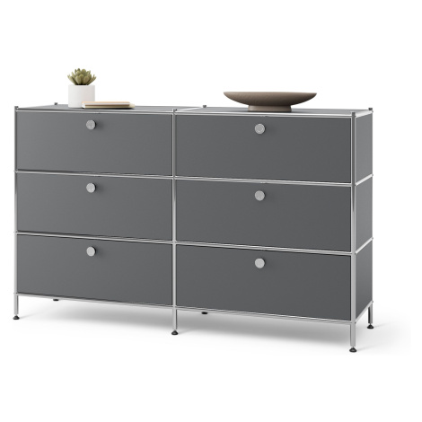 Tchibo - Kovová komoda »Cn3« se 6 zásuvkami - barva: šedá