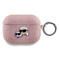 Karl Lagerfeld PU Embossed Karl and Choupette Heads Pouzdro pro AirPods Pro Pink