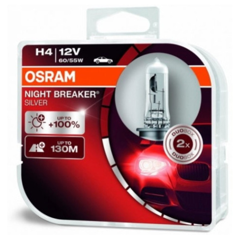 Autožárovka OSRAM Night Breaker Silver H4 64193NBS-HCB 60/55W P43t 12V (v balení 2ks) s homologa