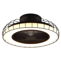 Reality Leuchten Chytrý stropní ventilátor LED Sandfjord, tichý, černý