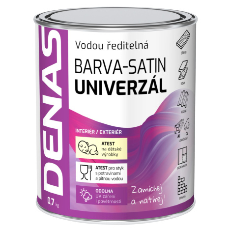 Denas Vrchní barva na dřevo, kov a beton Univerzál-satin, 0240 tm. hnědá, 700 g