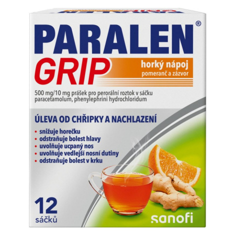 Paralen Grip Horký nápoj pomeranč a zázvor 12 sáčků