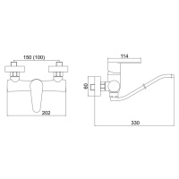 NOVASERVIS Dřezová umyvadlová baterie 150 mm Titania Fresh chrom 96070,0