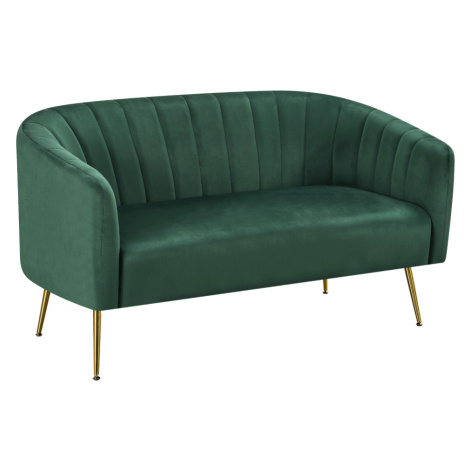 Designový 2-sed, tmavě zelená Velvet látka/gold chrom-zlatý, BAGY Tempo Kondela
