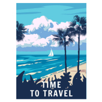 Ilustrace Time To Travel Retro Poster. Tropical, VectorUp, 30 × 40 cm