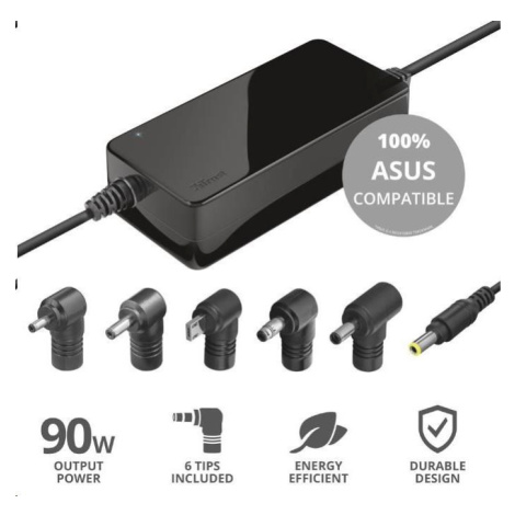 TRUST napájecí adaptér MAXO pro notebooky ASUS 90W, vč. koncovek