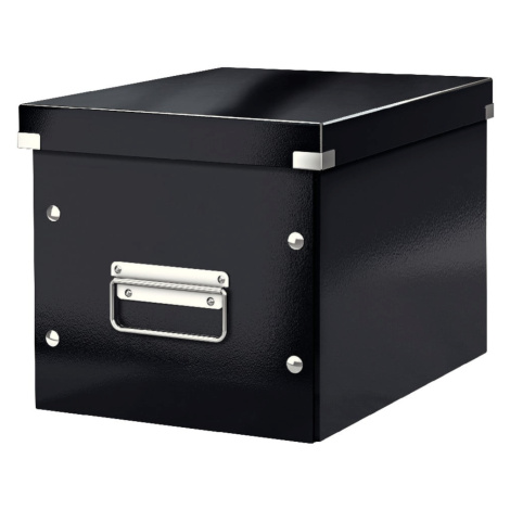 Černý kartonový úložný box s víkem Click&Store - Leitz