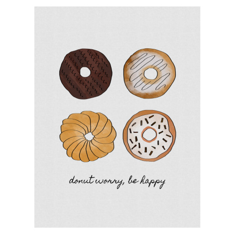 Ilustrace Donut Worry Be Happy, Orara Studio, (30 x 40 cm)