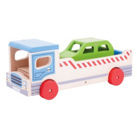 Bigjigs Toys dřevěné odtahové auto s osobním autem