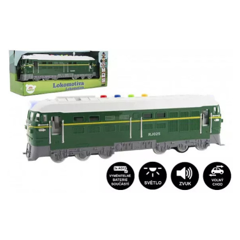 Lokomotiva/Vlak zelená plast 35cm na baterie se zvukem se světlem v krabici 41x16x12cm Teddies
