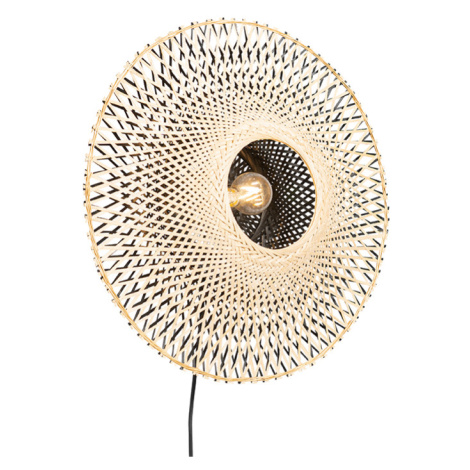 Orientální nástěnná lampa bambus 50 cm se zástrčkou - Rina QAZQA