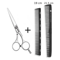 Kasho Excelia Offset Scissors - nůžky na klouzavý střih + 2 x Kasho kombinované hřebeny EO-60 (E
