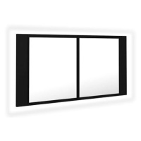 Shumee LED Koupelnová skřínka se zrcadlem - černá, 90 × 12 × 45 cm