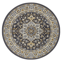 Nouristan - Hanse Home koberce Kruhový koberec Mirkan 104106 Dark-grey Rozměry koberců: 160x160 