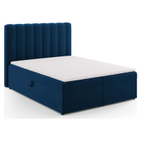 Tmavě modrá boxspring postel s úložným prostorem 160x200 cm Gina – Milo Casa