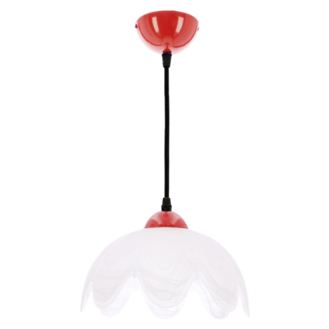Závěsná lampa COLORI s bílým stínidlem a červeným akcentem – moderní interiérové osvětlení CANDELLUX