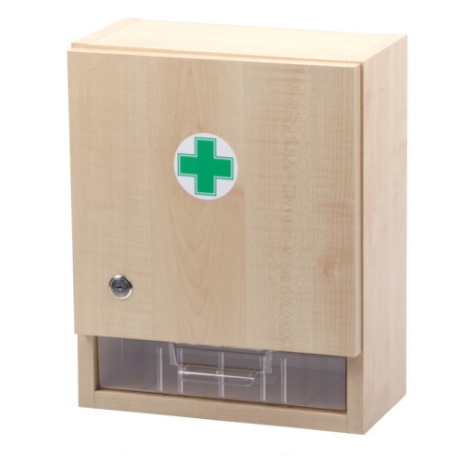 Lékárnička nástěnná dřevěná prázdná 40x32x17cm Stepar