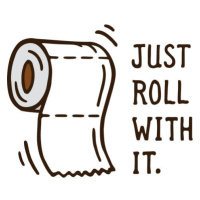 Ilustrace Just roll with it toilet paper doodle drawing, Joel Masson, 40 × 40 cm