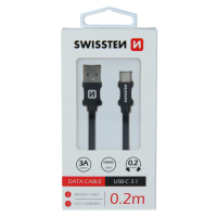 Datový kabel Swissten Textile USB/USB-C, 0,2m, černý