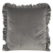 Sametový povlak na polštář zdobený na okrajích volány - stříbrný