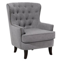 SHUMEE relaxační křeslo se stoličkou, samet a PVC, krémově bílé, 327873