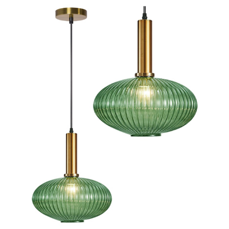 Toolight Skleněná závěsná stropní lampa zelená APP465-1CP