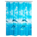 Modrý sprchový závěs Wenko Dolphin, 180 x 200 cm