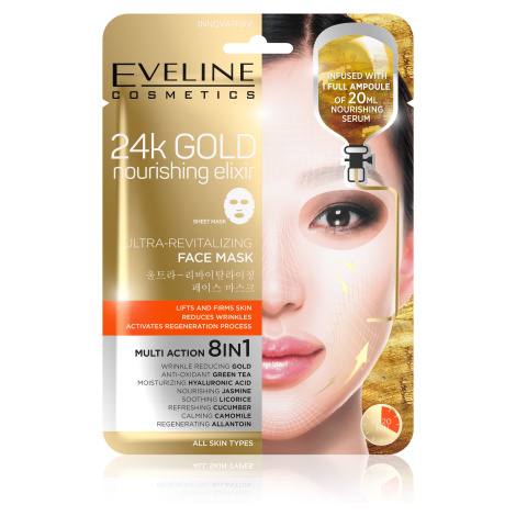 Eveline 24k Gold vyživující pleťová textilní maska 1 ks