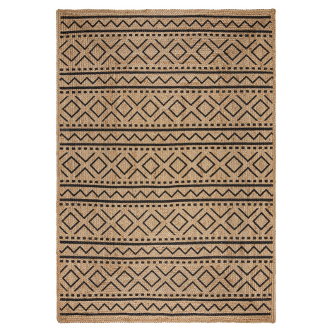 Flair Rugs koberce Kusový koberec Printed Jute Luis Natural/Black Rozměry koberců: 120x170