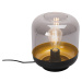 Designová stolní lampa černá se zlatem a kouřovým sklem - Kyan