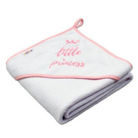 Baby Nellys Dětská termoosuška Little princess s kapucí, 80 x 80 cm - bílá, růžová výšivka