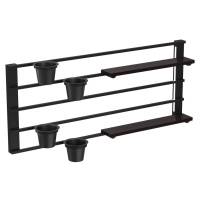 Nástěnná police s květináči a LED osvětlením SHELF 50x118 cm černá