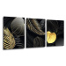 Impresi Obraz Abstraktní květiny černo zlaté - 150 x 70 cm (3 dílný)
