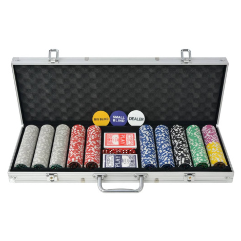 vidaXL Poker set s 500 laserovými žetony z hliníku