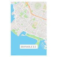 Mapa Honolulu color, (26.7 x 40 cm)