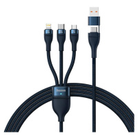 Kabel USB 3 v 1 Baseus Flash Series 2, USB-C + micro USB + Lightning, 100 W, 1,2 m (modrý)