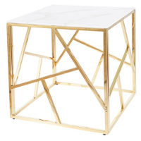 Přístavný stolek ISCODO 4 bílý mramor/zlatá